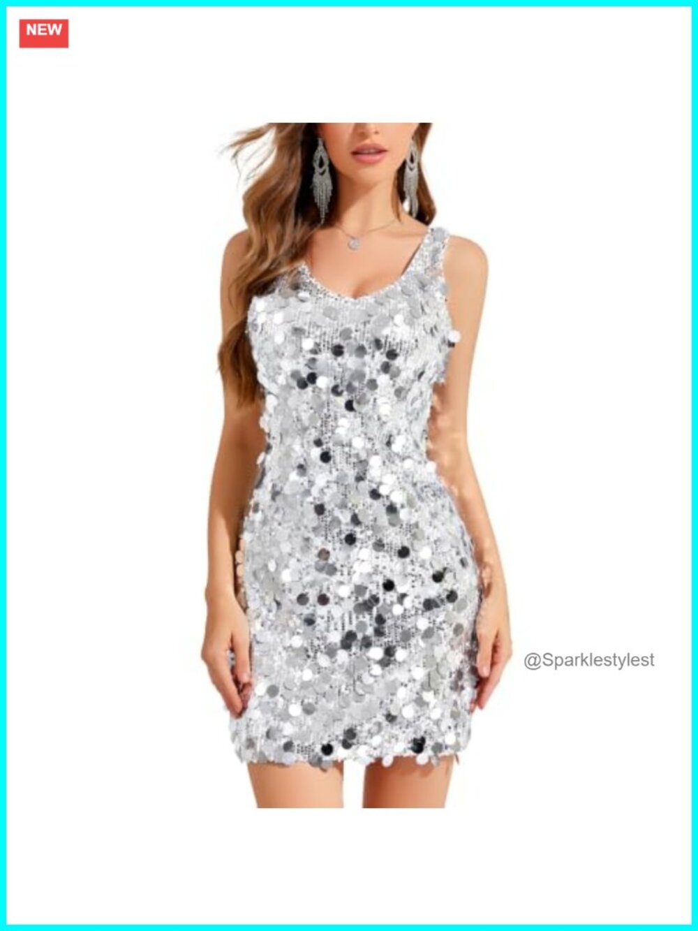 Sequin V Neck Sleeveless Shift Dress Club Night Out Party